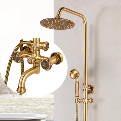 China With Universal Full Slide Bar Brass Shower Faucet Set Copper Bathroom Faucets Set for sale