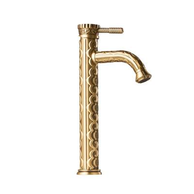 China Metered Faucets Antique Brushed Gold Brass Bathroom Basin Faucets Manufacturer for sale