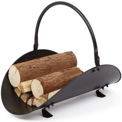 China Fireset Fireset Firewood Stacker Basket Metal Indoor High Quality Black Firewood Basket LZH006 for sale