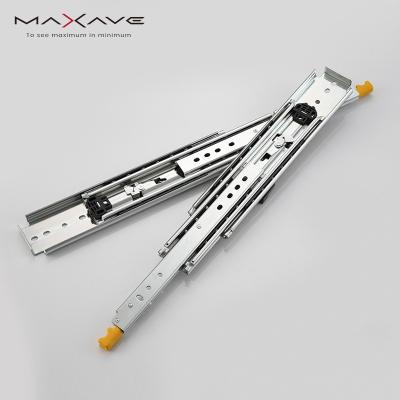 China Resistanceâ ‰ ¤ 5N industry guide rail 76mm drawer slide trailers ball bearing telescopic locking heavy duty runner runner with lock for sale