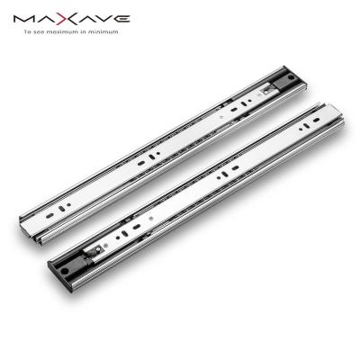 China Smooth for open and close channel correderas full telescopic ball bearing slide rail 45mm extension 3 times drawer runner guide push to open drawer slides for sale