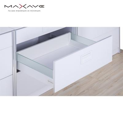 China Modern Slim Box Metal Drawer Slides Drawer Guide Extension Slide Glass Drawer System Soft Full Close Box For Sideboard for sale