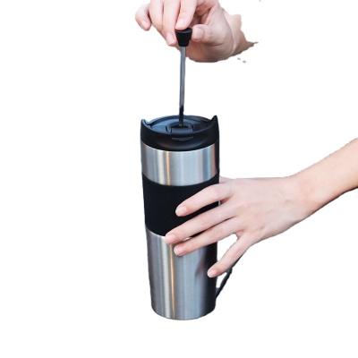 China Double Logo Wall Insulation Tea Flask Vacuum Pressed Coffee Flask 304 Stainless Steel Thermal Coffee Mug Custom PORTABLE for sale