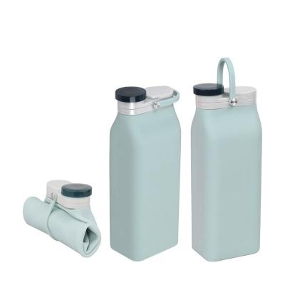 China WITH LID 600ML Large Capacity Silicone Milk Bottle Wholesale BPA Free Collapsible Reusable Collapsible Water Bottles Portable for sale