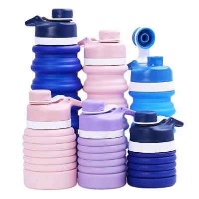 China Hot 750ML Collapsible Silicone Bottle BPA Free Viable With Handle Students Collapsible Silicone Bottle Kid Silicone Bottle for sale