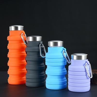 China Amazon Silicone Travel Viable Hot Selling Collapsible Bottle With Carabiner 700ML Collapsible Collapsible Silicone Water Bottle Custom Logo for sale