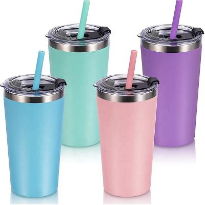 China Food Grade Insulated Vacuum Kids Water Cup 12OZ Stainless Steel Vacuum Baby Milk Cup Thermoses Children&'s Milk Cup Tumbler With Straw for sale