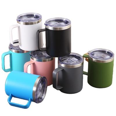 China Viable Western Style Thermal Travel Mugs Tumbler With Handle 12OZ Stainless Steel Vacuum Cup 304 Double Wall Thermoses Coffee Mug for sale