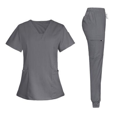 China Fashionable Women Hospital Wrap High Quality Solid Fake Scrub Senior Hospital Uniforms Nurse Work To Wear Medical Scrubs for sale