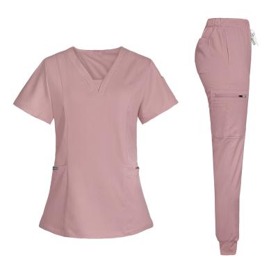 China Comfortable Hospital Medical Uniforms Scrubs Fit Top And Super Soft Nurse Scrub Medical Scrubs V-Neck Fabric Talent Pants Stretch for sale