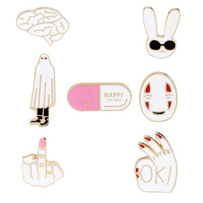 China Europe and America's hot products sold online and white cartoon pink happy smiling creative brooch simple single product sales for sale