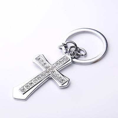 China High Quality Custom Jesus Cross Rhinestone Metal Souvenir Gifts Promotion Alloy Key Chain for sale