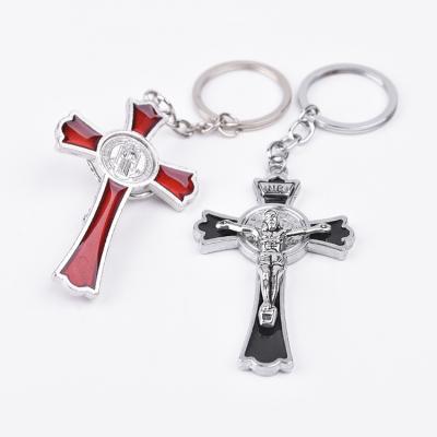 China Custom Religious Promotional Jesus Cross Metal Souvenir Key Chain Jesus Cross Key Chain for sale