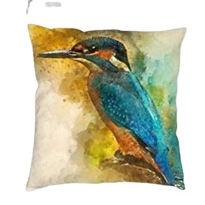 China Anti-pilling Bird Tile Covers Set Watercolor 4 Painting Outdoor Bird Art Pillow Cases Square Decorative Pillow Covers 18x18Inches for sale