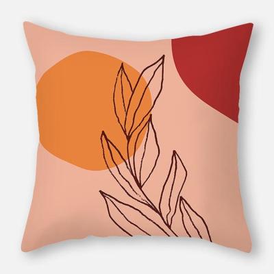 China Autumn Anti-pilling Burnt Orange Pillow Covers 18x18Abstract Sun Tree Leaf Printed Tile CasePatio Cushion Covers for sale