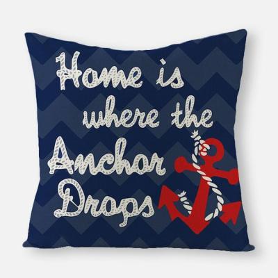 China Anti-pilling Mediterranean Navy Blue Pillow Cover 18x18 Throw Pillow Covers Cushion Covers Anchor for sale