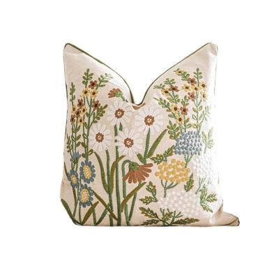 China 2021 firm anti-pilling linen pillow cover, embroider pillow cover, floral textured cushion cover for sale