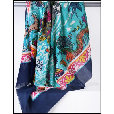 China Cotton No MOQ OEM Custom Print Tassels Square Cotton Scarf for sale