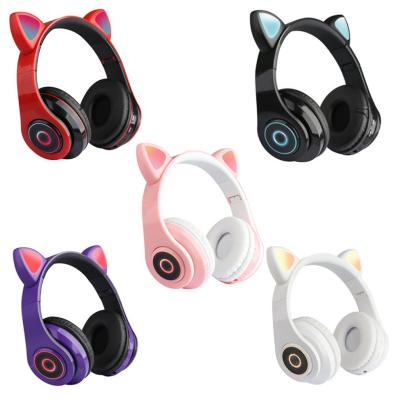 China Wireless Earphone Music Headphone LED Headset Stereo Colorful Breathing Light Earbuds With Mic Support TF Card mp3 player for sale