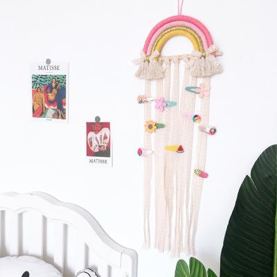 China Rainbow Wall Hanging Bohemian Decor Kids Hair Accessories Storage Belt Band Holder Hair Clip Hangs Barrette Headband Organizer for Girls for sale