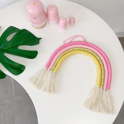 China Kids Nursey Room Bohemian Decor Set Wholesale Nordic Scandinavian Macrame Colorful Wall Hanging Rainbow Home Decor For Kids for sale