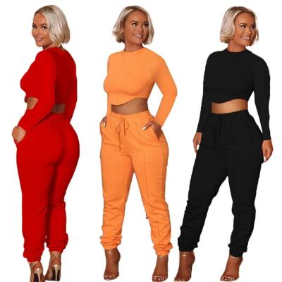 China Breathable Fashionable Lounge Wear Set Women Tracksuits For Red Casual Loose Sport Sweat Suit Sexy Two Piece Outfits Set With Crop Top for sale