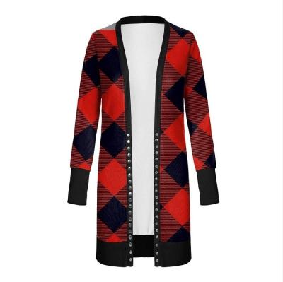 China 2021 High Quality Wholesale Breathable Christmas Clothes Long Printed Plaid Christmas Girls Clothes For Girls Women Open Front Cardigans for sale