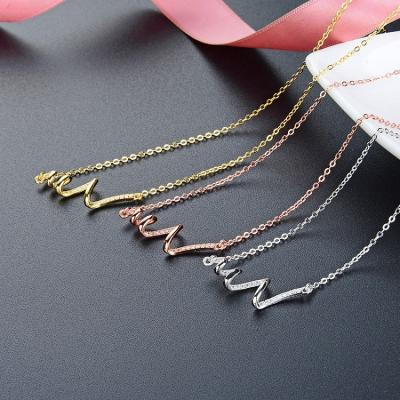 China FASHIONABLE Hot Creative ECG Clavicle Necklace Set S925 Silver CZ Jewelry Gold Plated Wave Heartbeat Chain Necklaces For Women Imagination for sale