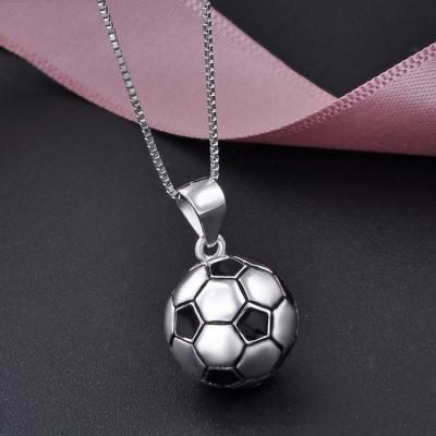 China FASHIONABLE S925 Soccer Chains Football Hip Hop Sporty Silver Ball Pendant Necklaces Jewelry Designed Soccer Necklace For Man Women for sale