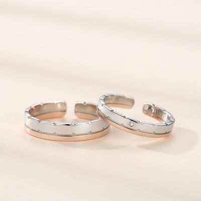 China New Arrival Romantic Wedding Rings Couples Jewelry Set Rhodium And Rose Gold Double Plated Band 925 Sterling Silver Ring For Love Couples for sale