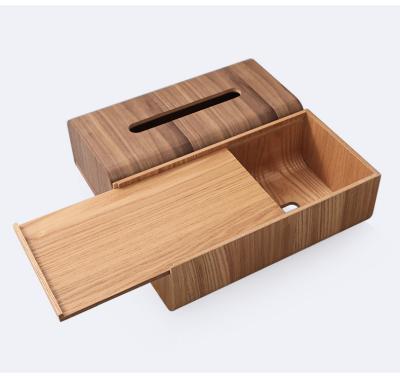 China Home Decorative Eco-Friendly Veneer Walnut Home Decorative Walnut Wooden Towel Dispenser Holder Cover Tissue Box for sale