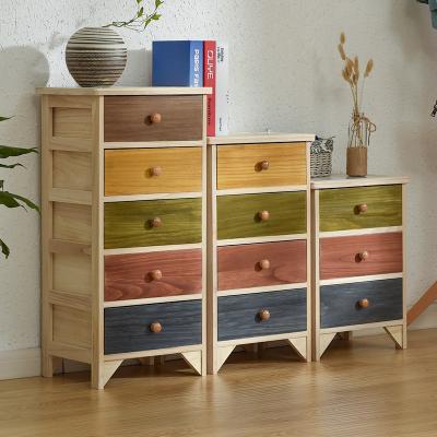 China Colorful Modern Wooden Living Room Kitchen Besides Table Toys Tool Drawer Cabinet Chest for sale