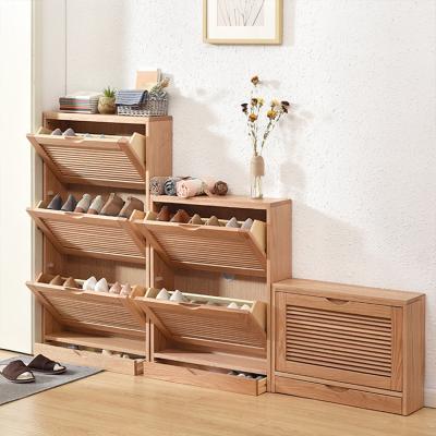 China Restaurant Multi-Layer Hotel Living Room Storage Wooden Multi-Layer Shoes Display Rack Box Oak Shoe Cabinet for sale