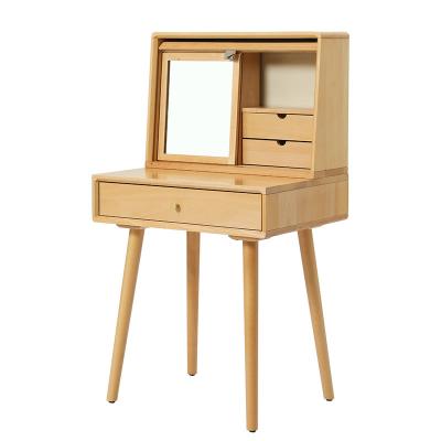 China Demountable Nordic Vanity Furniture Wooden Foldable Vanity Dresser Storage Racks Mirror Wardrobes With Mirror for sale