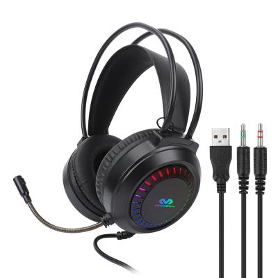 China Perfect Light Noise OEM Gamer Headset RGB USB Music Computer Wired Gaming Headsets Earphone Headphones PC Stereo Gaming Headset With MIC for sale