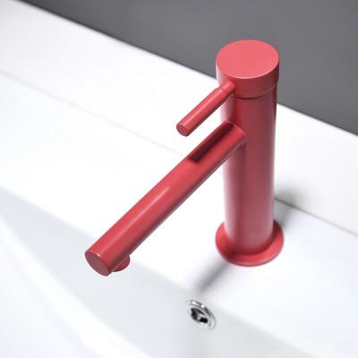 China Metered Faucets Guangdong China Red Color Copper Body And Handle Deck Mounted Faucets Faucet for sale