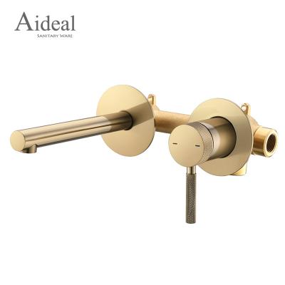 China Metered Faucets Factory Best Sale Brushed Gold Wall Mounted Concealed Brass Bathroom Faucet for sale