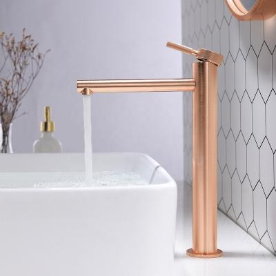 China Factory Direct Sale Kaiping Faucets Factory Direct Sale Metered Large Single Handle Brushed Rose Gold Color High Quality Brass Bathroom Faucet for sale