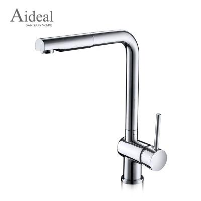 China Pull Out Spray Commercial Style Low Lead Copper Material Deck Mount Cold And Hot Water Pull Out Kitchen Mixer Tap for sale