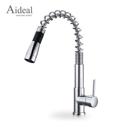 China Pull Out Spray Brass Faucet Spring Where Single Pull Down Style Single Handle Sink Faucet Kitchen for sale