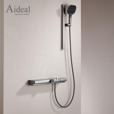 China With Sliding Bar Aideal Brand New Unique Design Led Light Large Digital Display Storage Shelf Tub And Thermostatic Shower Set for sale