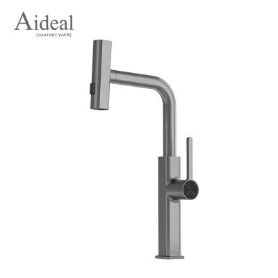 China Pull Out Spray Aideal Elegant Hot Selling Feiyu Style Contemporary 3 Way Water Flow Head Spray Pull Out Sink Kitchen Faucet for sale