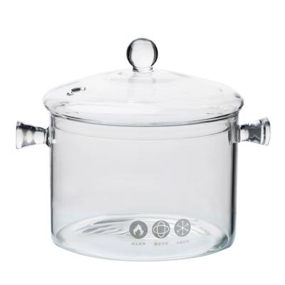 China Sustainable High Borolicate Pyrex Glass Transparent Cooking Pot for sale