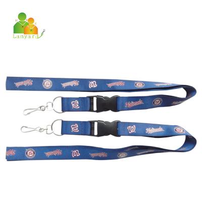 China Promotional Custom Clip Woven Lanyard More English Alphabet Dye Color Student Neck Lanyard Key Chain ID Card Badge Holder Double Lanyard for sale