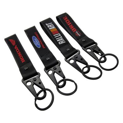 China Promotional High Quality Lanyard Custom Key Chain Short Woven Lanyard For Car With Custom Eagle Mouth Buckle Logo Lanyard for sale