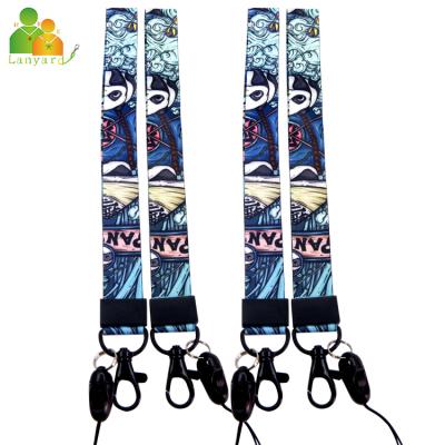 China Promotion Lanyard Best Selling Cute Cartoon Logo Lanyard Custom Sublimation Printed Polyester Lanyard for sale