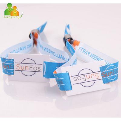 China Factory supply professional eco-friendly satin wristband with RFID tag, customize logo printed rfid wristbands for sale