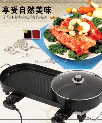 China Easily Assembled Non Smoking Electric BBQ Grill With Hot Pot Pan JH-02 for sale