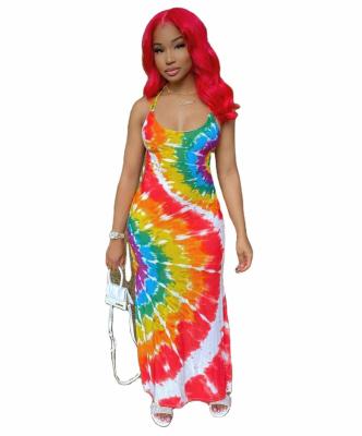 China 2020 Hot Selling Anti-wrinkle Summer Sleeveless Tie-Dye Casual Fashionable Dresses For Woman for sale