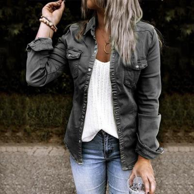 China Anti-wrinkle 2021 new autumn and winter ladies mid length bubble coated shirt denim jacket women for sale